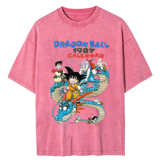 Men Streetwear Hip Hop Vintage Tshirt Japanese Anime Dragon Ball Graphic T-Shirt Harajuku Summer T Shirt Cotton Tops Tees Pink
